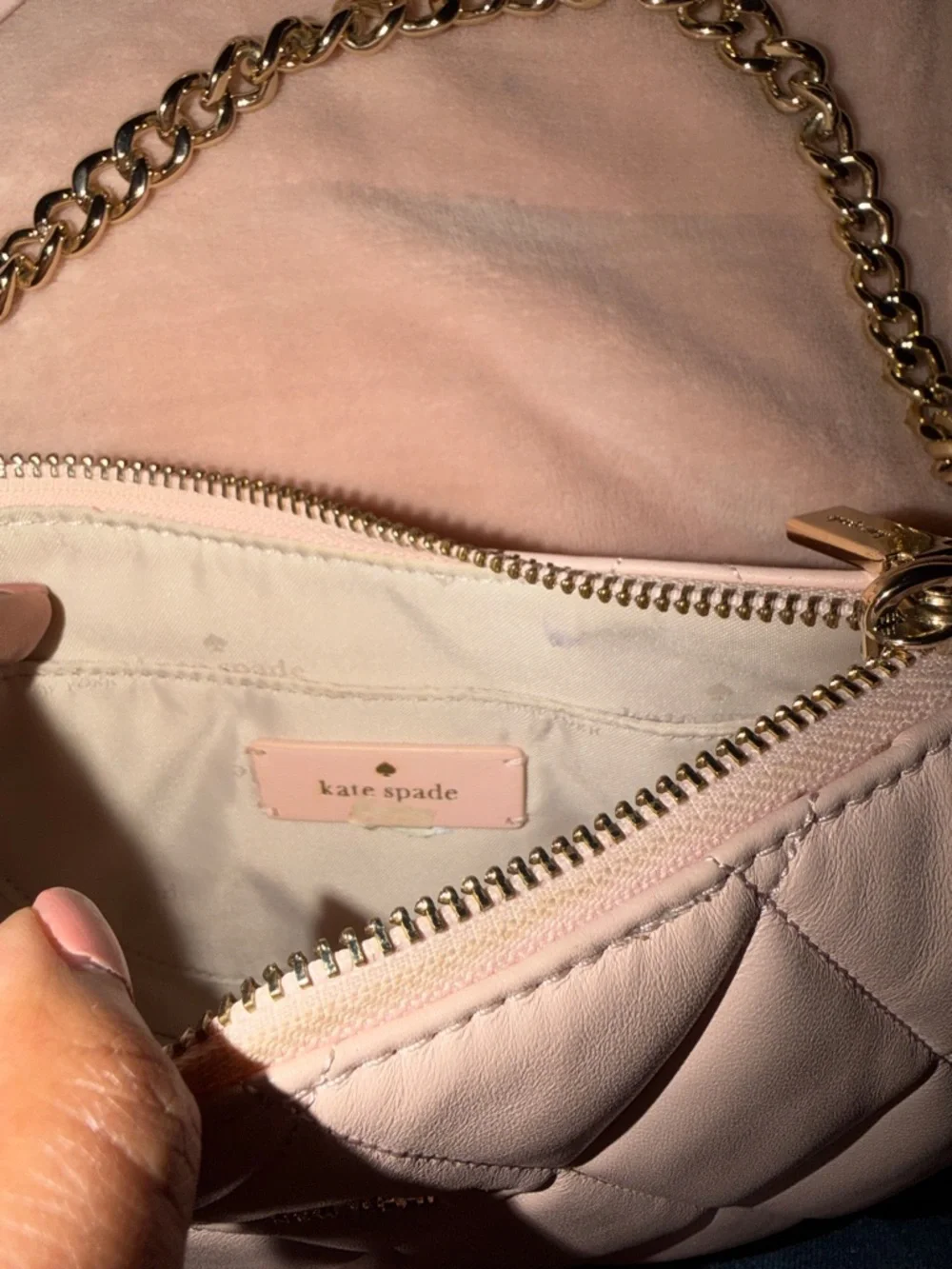 kate spade Quilted Light Pink Crescent Crossbody